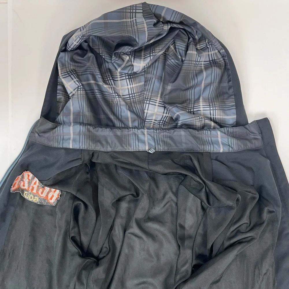 Nike Windproof Jacket Women L Black Texas Blaze Softball Plaid Lining Hood